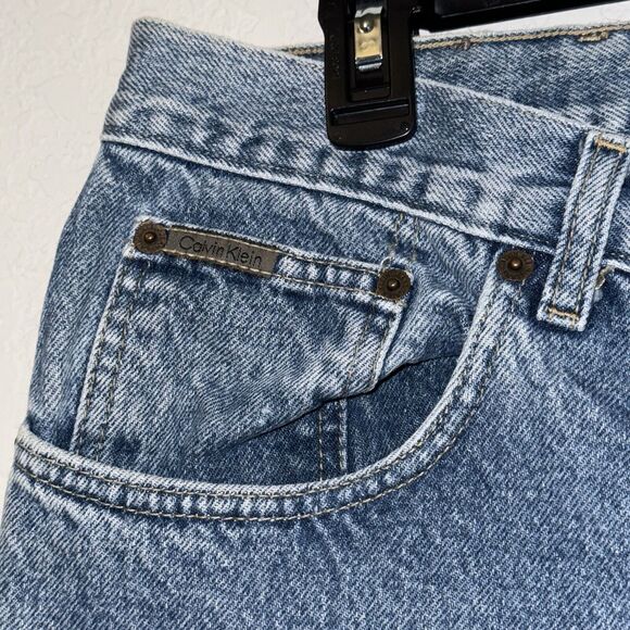 Calvin Klein Jeans Shorts 38 Men's Blue Denim 100% Cotton 5-Pockets Mid-Rise - Picture 2 of 9